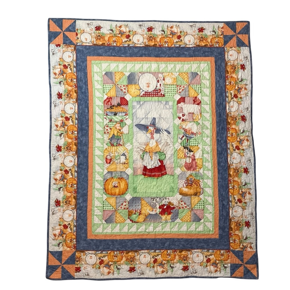 HANDMADE MOTHER GOOSE Theme Quilt sz 56x44” Wall Hanging Nursery Decor Bed Cover